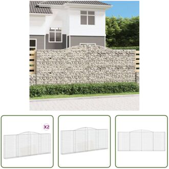 Gabion Schanskorf - Stenen Tuinbarrière - 400 x 30 x 160/180 cm - Gegalvaniseerd IJzer Zilverkleurig