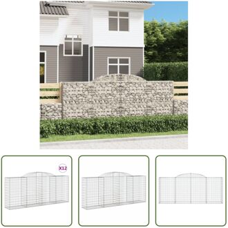 Gabion Schanskorf Zilver 300x50x120/140cm - Geluidsisolerende Tuinbarrière Zilverkleurig