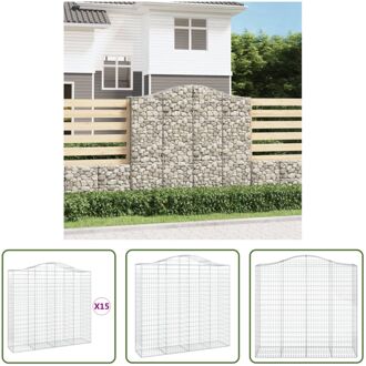 Gabion schanskorfset - 200 x 50 x 180/200 cm - Roestbestendig gegalvaniseerd ijzer - Decoratieve en Zilverkleurig