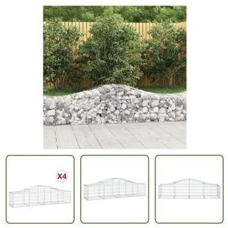 Gabion Schanskorven - 200 x 50 x 40/60 cm - Duurzaam gegalvaniseerd ijzer - Stenen niet inbegrepen Zilverkleurig