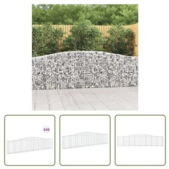 Gabion Schanskorven - Decoratieve geluidsisolerende tuinbarrières - 400 x 30 x 80/100 cm - Zilver - Zilverkleurig