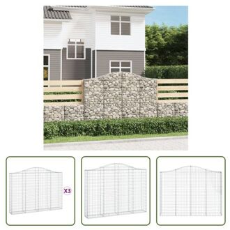 Gabion Schanskorven - Decoratieve Tuinbarrière - 200 x 30 x 140/160 cm - Gegalvaniseerd Ijzer Zilverkleurig