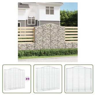 Gabion Schanskorven - Decoratieve Tuinbarrière - 200 x 50 x 180/200 cm - Gegalvaniseerd IJzer Zilverkleurig