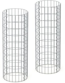 Gabionkolom rond, 35x100 cm, gemaakt van gegalvaniseerd staaldraad Grijs