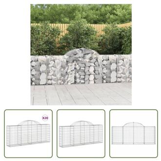 Gabionmuur 200x30x80/100 cm - Decoratieve geluidsisolerende schanskorf - Gegalvaniseerd ijzer - Zilverkleurig