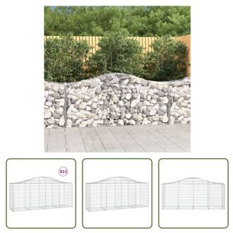 Gabionmuur Zilver 100 x 50 x 80/100 cm - Decoratieve en Geluidsisolerende Tuinbarrière Zilverkleurig