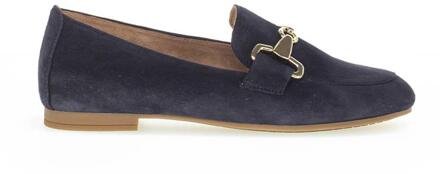 Gabor Elegante blauwe suède loafers met gouden detail Gabor , Blue , Dames - 37 1/2 EU