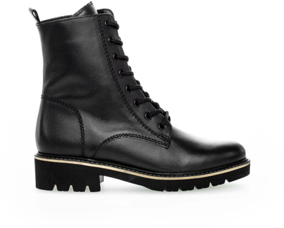 Gabor Zwarte Leren Veterschoenen Gabor , Black , Dames - 38 EU