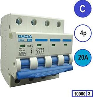 Gacia Installatieautomaat 20A. C kar 4p GACIA