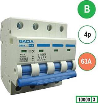 Gacia Installatieautomaat 63A. B kar 4p GACIA