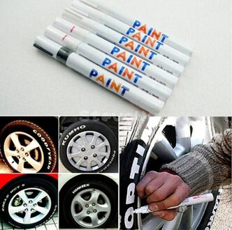 Gadget Auto Motorfiets Motor Cycle Tyre Loopvlak Marker Paint Pen X66 wit