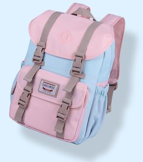 Gagacia School Rugzak Tas Voor Jongens Tiener Meisjes Flap Pocket Anti-Diefstal Rugzakken College Stijl En Ademend Kids Tassen blauw-roze