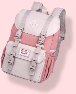 Gagacia School Rugzak Tas Voor Jongens Tiener Meisjes Flap Pocket Anti-Diefstal Rugzakken College Stijl En Ademend Kids Tassen roze-grijs