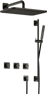 Gal IBSGL70BGP inbouwdouche met glijstang en 27x40cm hoofddouche geborsteld gunmetal PVD