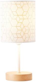 Galance tafellamp klein hout licht / wit Binnenlampen, tafellampen, decoratief | 1x A60, E27, 40W, geschikt voor normale lampen (niet inbegrepen) | A ++ | Edel structuurscherm gemaakt van echt vinylbehang
