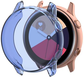 Galaxy watch actieve case voor Samsung galaxy watch actieve cover/r500 plating kleurrijke Transparante TPU soft case anti-fall cove transparant blauw