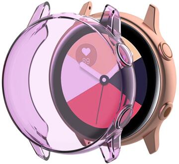 Galaxy watch actieve case voor Samsung galaxy watch actieve cover/r500 plating kleurrijke Transparante TPU soft case anti-fall cove transparant paars