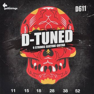 Galli D-611 snarenset voor elektrisch gitaar snarenset voor elektrisch gitaar, nickel roundwound, 011-015-018-028w-038w-052w