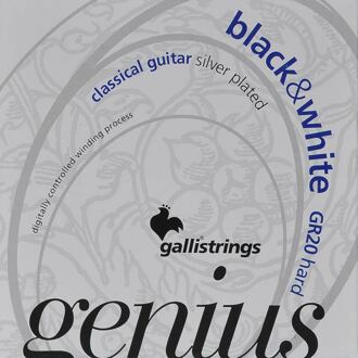 Galli GR-20 snarenset voor klassieke gitaar snarenset voor klassieke gitaar, hard tension, black trebles en silverplated basses, 28-44
