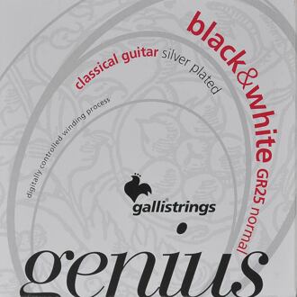 Galli GR-25 snarenset voor klassieke gitaar snarenset voor klassieke gitaar, normal tension, black trebles en silverplated basses, 28-44
