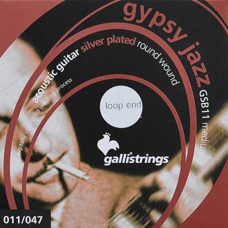Galli GSB-11-LE snarenset akoestisch snarenset akoestisch, silverplated roundwound, medium, loop end, 011-014-023-030-039-047