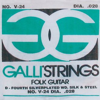 Galli V-024 D-4 snaar voor akoestische gitaar D-4 snaar voor akoestische gitaar, 028, silverplated wound on silk and steel, ball-end