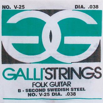 Galli V-025 A-5 snaar voor akoestische gitaar A-5 snaar voor akoestische gitaar, 038, silverplated wound on silk and steel, ball-end