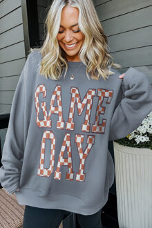 Game Day Geruite Sweatshirt Grijs