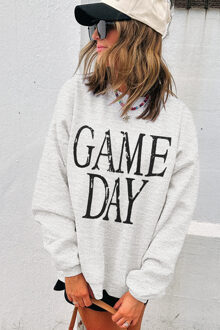 Game Day Grafisch Sweatshirt - maat L Lichtgrijs