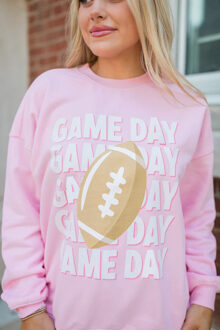 Game Day Voetbal Graphic Sweater Lichtroze
