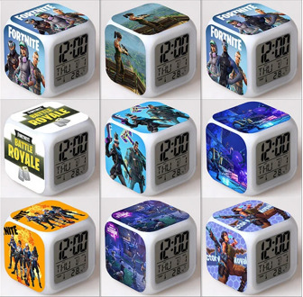 Game Fortnite Alarm Clock Kids Wake Up Light Digital Alarm Clock Child Toy LED Fortress Clock Color Changing Table Reveil Wekker