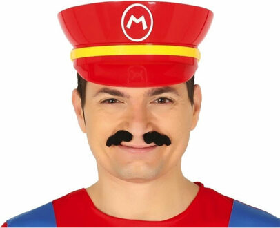 Game verkleed pet - loodgieter Mario - rood - volwassenen - unisex - carnaval/themafeest outfit