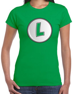 game verkleed t-shirt dames - loodgieter Luigi - groen - carnaval/themafeest XL