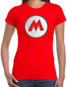 game verkleed t-shirt dames - loodgieter Mario - rood - carnaval/themafeest XL