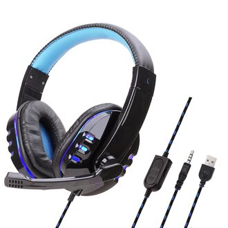 Gaming Headset Bass Stereo Wired Hoofdtelefoon Met Mic Tablet Pc Laptop Headset Auriculares 3.5 Mm Adapter Kabel Voor PS4 X-Box blauw LED PS4
