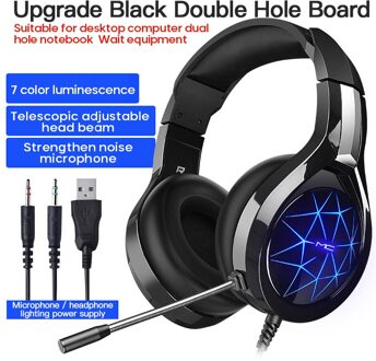 Gaming Headset Oortelefoon Bedrade Gamer Hoofdtelefoon Stereo Geluid Zeven-Kleur Ademhaling Licht Met Microfoon Led Licht Voor Computer Pc gamer