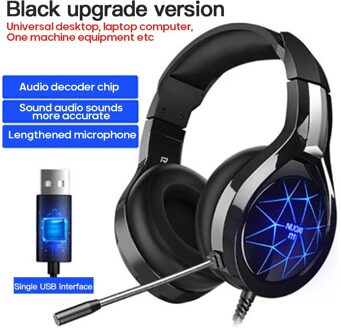 Gaming Headset Oortelefoon Bedrade Gamer Hoofdtelefoon Stereo Geluid Zeven-Kleur Ademhaling Licht Met Microfoon Led Licht Voor Computer Pc gamer