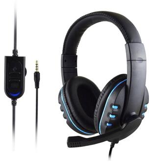 Gaming Headset Stereo Surround Hoofdtelefoon 3.5Mm Wired Mic Voor PS4 Laptop Voor Xbox Een Gamer Hoofdtelefoon zwart en blauw