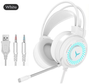 Gaming Headsets G58 Gamer Hoofdtelefoon Surround Sound Stereo Bedrade Koptelefoon Kleurrijke Licht Usb Microfoon Pc Laptop Game Headset wit