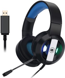 Gaming Headsets Gamer Hoofdtelefoon 7.1 Surround Sound Stereo Bedrade Koptelefoon Usb Microfoon Bule Licht Pc Laptop Game Headset 7.1usb donker blauw