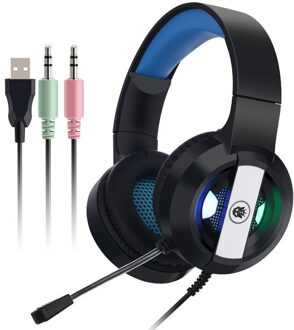 Gaming Headsets Gamer Hoofdtelefoon 7.1 Surround Sound Stereo Bedrade Koptelefoon Usb Microfoon Bule Licht Pc Laptop Game Headset donker blauw 3.5mm