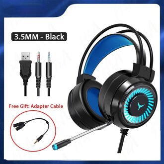 Gaming Headsets Gamer Hoofdtelefoon Surround Sound Stereo Bedrade Koptelefoon Usb Microfoon Kleurrijke Licht Pc Laptop Game Headset 3.5mm-zwart