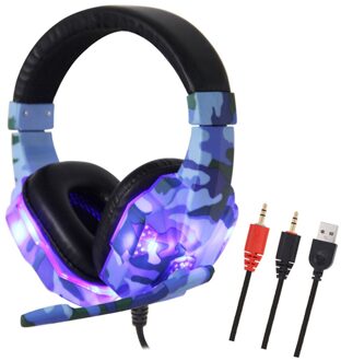 Gaming Headsets Grote Koptelefoon Met Licht Mic Stereo Oortelefoon Diepe Bas Voor Pc Computer Gamer Laptop PS4 X-BOX blauw