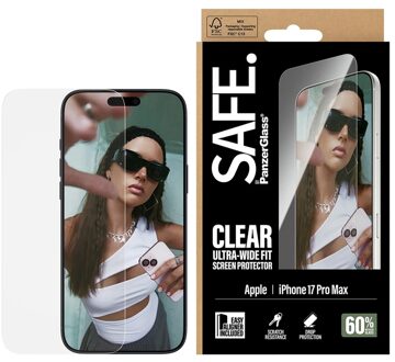 Gaming Screenprotector Ultra Wide Fit met applicator voor de Apple iPhone 17 Pro Max Transparant