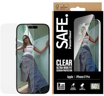 Gaming Screenprotector Ultra Wide Fit met applicator voor de Apple iPhone 17 Pro Transparant