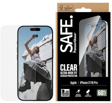 Gaming Screenprotector Ultra Wide Fit met applicator voor de Apple iPhone 17 Transparant