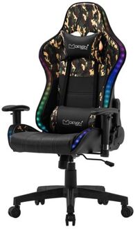 Gaming stoel met RGB-verlichting en Bluetooth-boxen Zwart/Camouflage in kunstleer ML-Design Geel