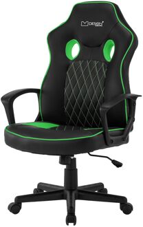 Gaming stoel met schommelfunctie brede zitting zwart/groen imitatieleer ML-Design