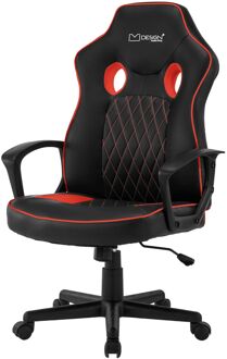 Gaming stoel met schommelfunctie brede zitting zwart/rood imitatieleer ML-Design