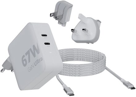 GaN-Ultra Travel Charger 67W USB-C PD incl. Cable Oplader Wit